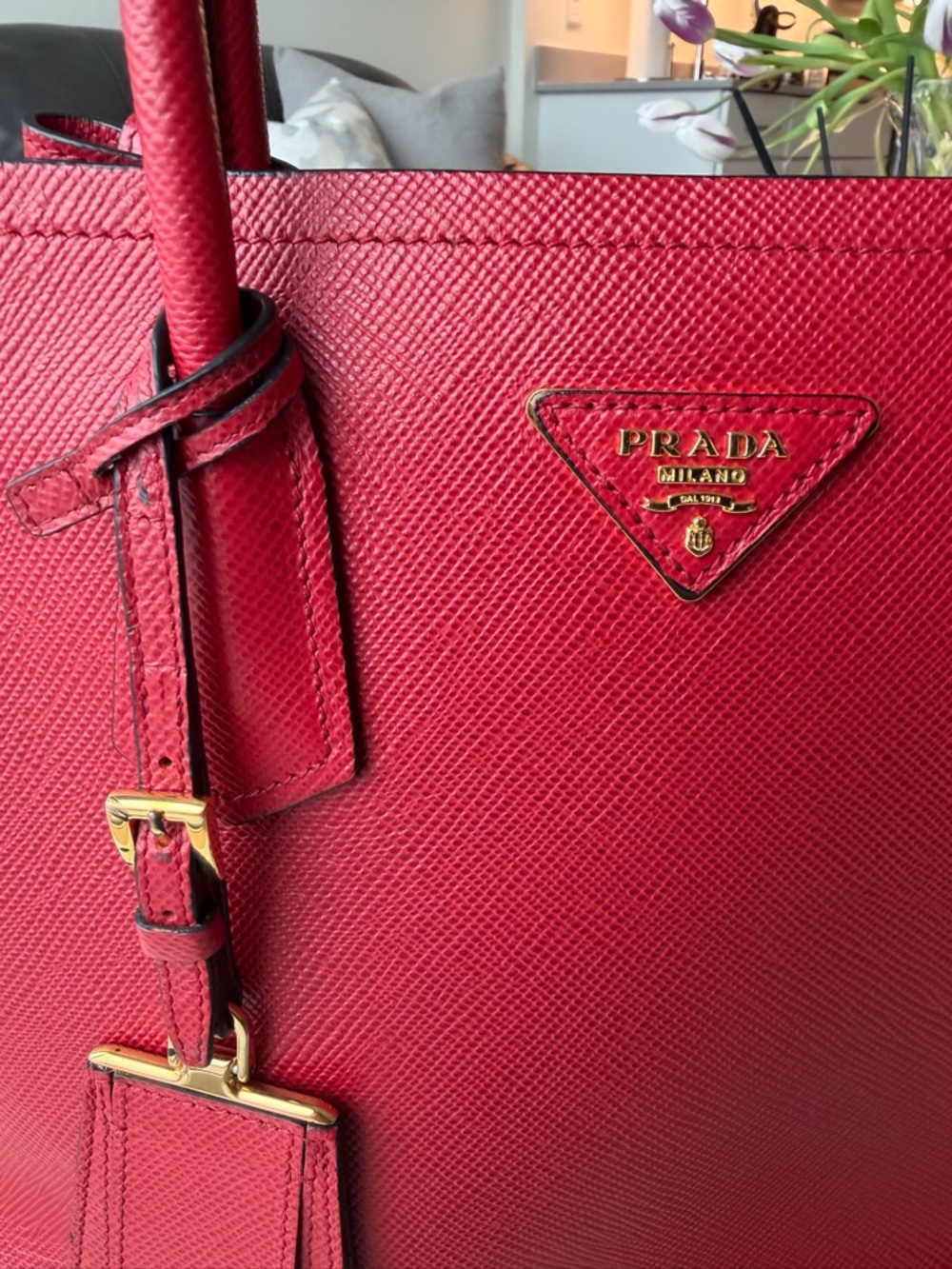 Prada Red Saffiano Double Tote Large - Picture 3 of 13